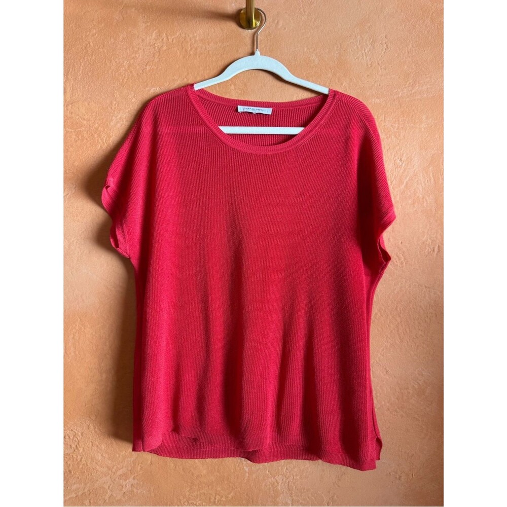 Gerard Darel Paris Open Knit Cap Sleeve Sweater Top M/L
